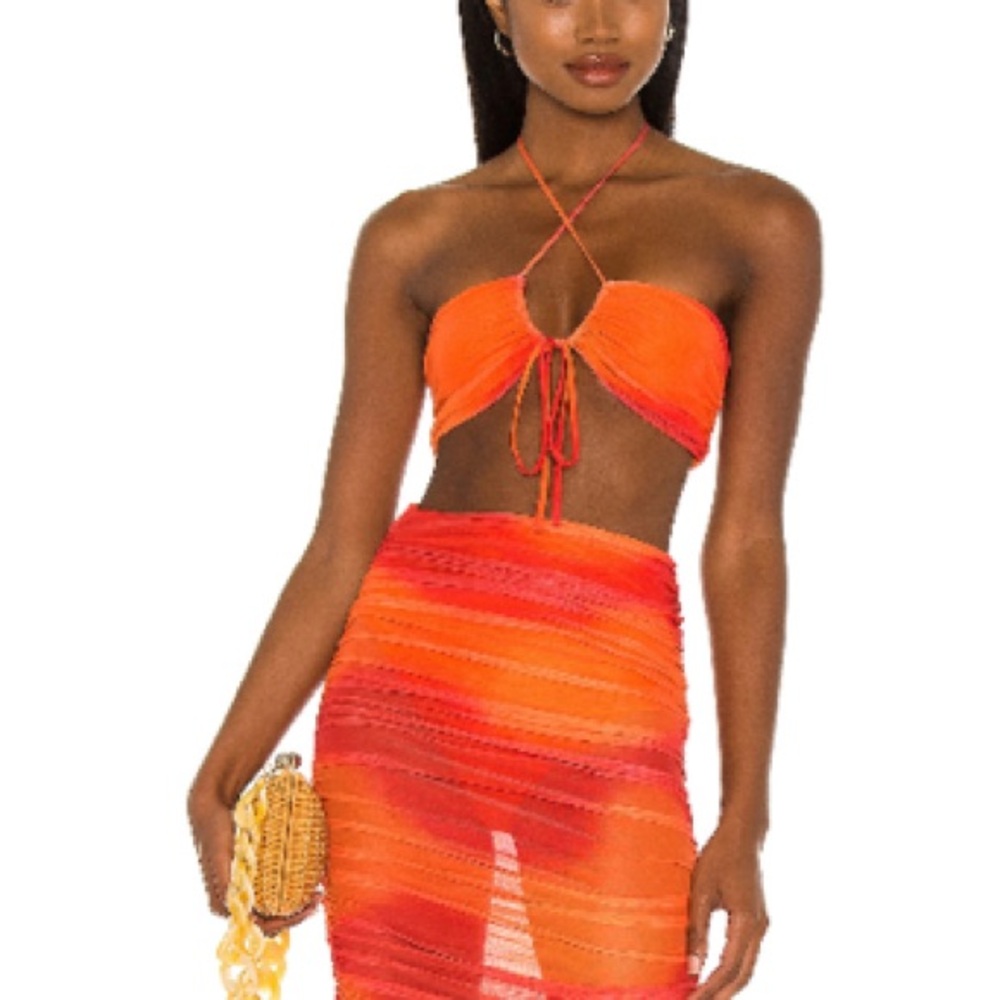 Camila Coelho Orange Tie Dye Kelly Top and Skirt set